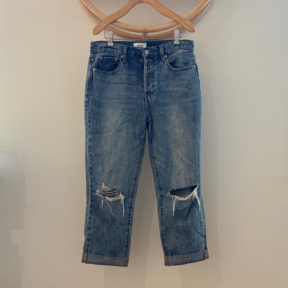 Pistola High Rise Ripped Denim Jeans